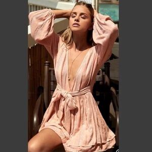 Pilyq pink sands Paige Metallic Stripe Sequin Shimmer Tiered Ruffle mini dress S